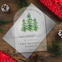 Wasserfarbene Pine Tree Forest Karte