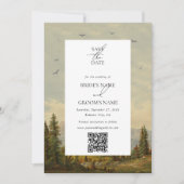 Wasserfarbene Pine Tree Forest Mountain Hochzeitli Save The Date (Vorderseite)