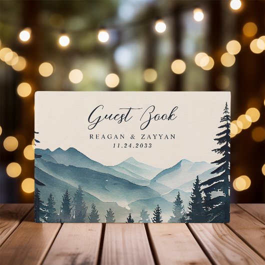 Wasserfarbene Pine Tree Hochzeit Gästebuch