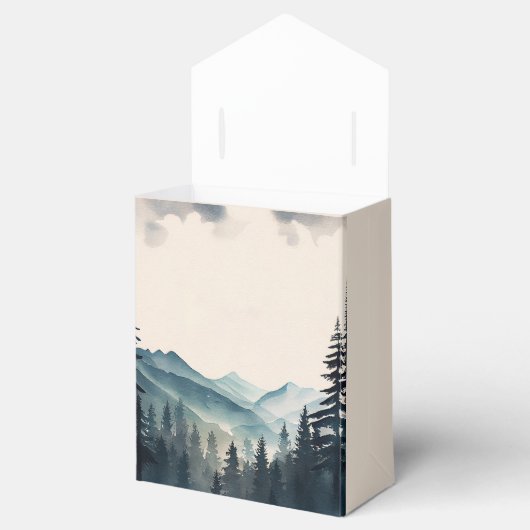 Wasserfarbene Pine Tree Hochzeit Geschenkschachtel (Geöffnet)