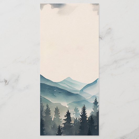 Wasserfarbene Pine Tree Hochzeit Menükarte (Rückseite)