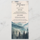 Wasserfarbene Pine Tree Hochzeit Menükarte (Vorderseite)