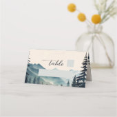 Wasserfarbene Pine Tree Hochzeit Platzkarte (Rückseite)