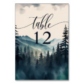 Wasserfarbene Pine Tree Hochzeit Tischnummer (Vorderseite)