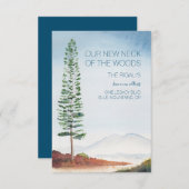 Wasserfarbene Pine Tree Mountains Bewegung Ankündi RSVP Karte (Vorne/Hinten)