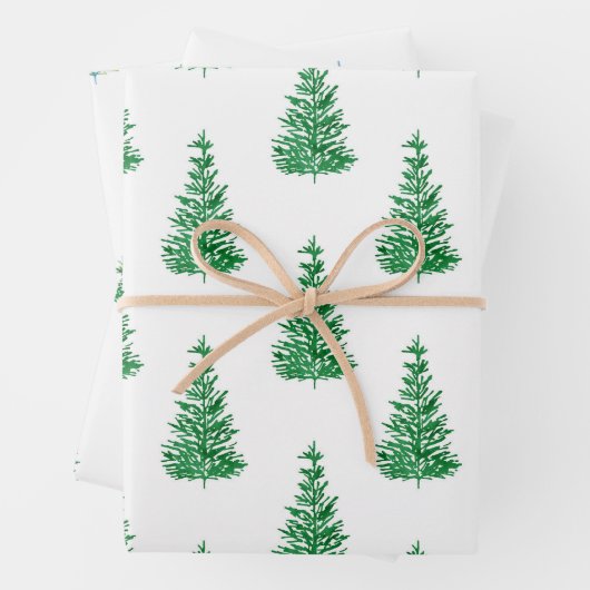 Wasserfarbene Pine Tree Muster Geschenkpapier Set (Beispiel)