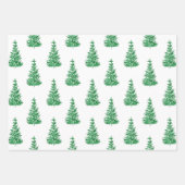 Wasserfarbene Pine Tree Muster Geschenkpapier Set (Vorderseite)