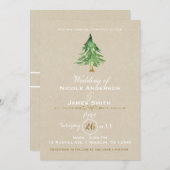 Wasserfarbene Pine Tree Rustic Kraft Hochzeit Einladung (Vorne/Hinten)