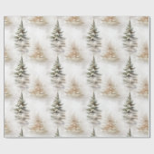 Wasserfarbene Pine Tree Sage Grün Weihnachten Geschenkpapier (Flach)