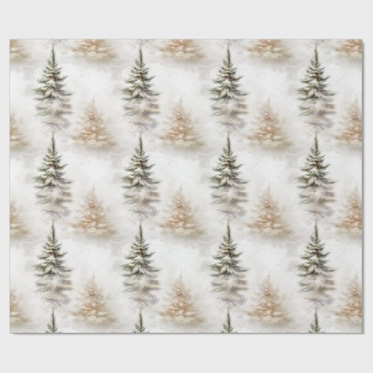 Wasserfarbene Pine Tree Sage Grün Weihnachten Geschenkpapier (Flach)