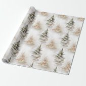 Wasserfarbene Pine Tree Sage Grün Weihnachten Geschenkpapier (Ungerollt)