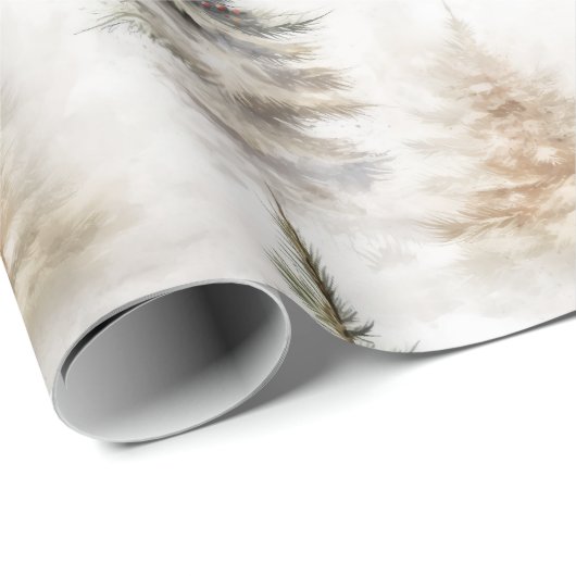 Wasserfarbene Pine Tree Sage Grün Weihnachten Geschenkpapier (Rolleneckpunkt)