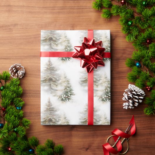 Wasserfarbene Pine Tree Sage Grün Weihnachten Geschenkpapier (Feiertagsgeschenk)