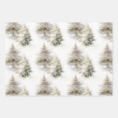 Wasserfarbene Pine Tree Sage Grün Weihnachten Geschenkpapier Set (Vorderseite 3)