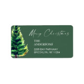 Wasserfarbene Pine Tree Weihnachten Rücksendeadres Adressaufkleber (Vorne)