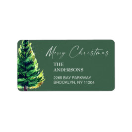 Wasserfarbene Pine Tree Weihnachten Rücksendeadres Adressaufkleber