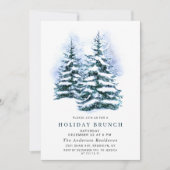 Wasserfarbene Pine Tree Weihnachtsfeiertag Brunch Einladung (Vorderseite)