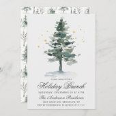 Wasserfarbene Pine Tree Weihnachtsfeiertag Brunch Einladung (Vorne/Hinten)