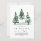 Wasserfarbene Pine Tree Weihnachtsfeiertag Brunch Einladung (Vorderseite)
