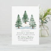 Wasserfarbene Pine Tree Weihnachtsfeiertag Brunch Einladung (Stehend Vorderseite)