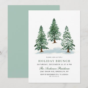 Wasserfarbene Pine Tree Weihnachtsfeiertag Brunch Einladung