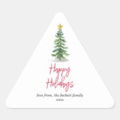 Wasserfarbene Pine Tree Weihnachtsfeiertag Dreieckiger Aufkleber (Vorderseite)