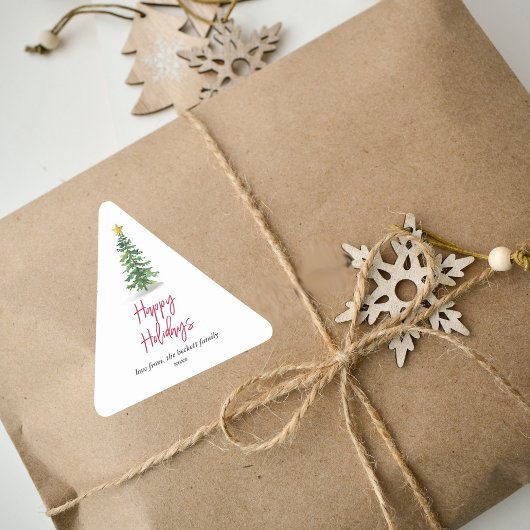 Wasserfarbene Pine Tree Weihnachtsfeiertag Dreieckiger Aufkleber