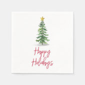 Wasserfarbene Pine Tree Weihnachtsfeiertag Serviette (Vorderseite)