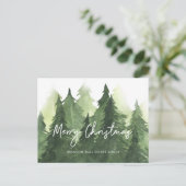 Wasserfarbene Pine Trees Business Frohe Weihnachte Postkarte (Stehend Vorderseite)