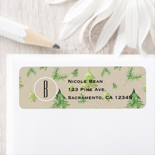 Wasserfarbene Pine Trees Kraft & White Rustic Wedd (Insitu)