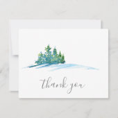 Wasserfarbene Pine Trees Snowscape Dankeskarte (Vorderseite)