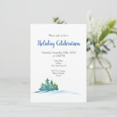 Wasserfarbene Pine Trees Snowscape Einladung (Stehend Vorderseite)