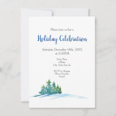 Wasserfarbene Pine Trees Snowscape Einladung (Vorderseite)
