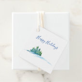 Wasserfarbene Pine Trees Snowscape Geschenkanhänger (Beispiel)