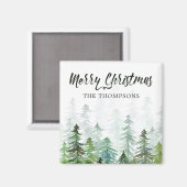 Wasserfarbene Pine Trees Weihnachten Magnet (Vorderseite/Rückseite)