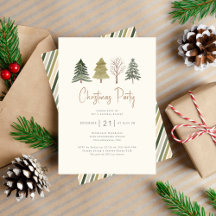 Wasserfarbene Pine Trees Weihnachts-Party Abendess