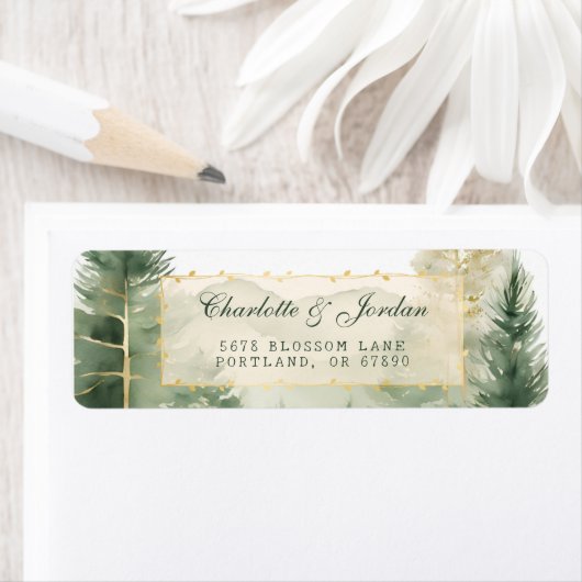 Wasserfarbene Pine Trees Woodland Rücksendeadresse (Insitu)