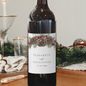 Wasserfarbene Pine Winter Berries Weihnachtsfeier Weinetikett