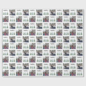 Wasserfarbene Pinienbäume 2 Foto Frohe Weihnachten Geschenkpapier (Flach)