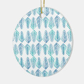 Wasserfarbene Pinienbäume - aquamarin Keramik Ornament (Links)