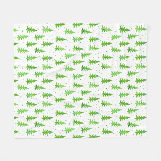 Wasserfarbene Pinienbäume Fleecedecke (Vorderseite (Horizontal))