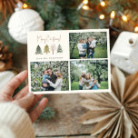 Wasserfarbene Pinienbäume Frohe Weihnachten Foto<br><div class="desc">Eine elegante Weihnachtskarte mit Weihnachtsbäumen in Aquarellen und drei hübschen Fotos Ihrer Familie. (Foto von Elina Fairytale. Bitte ersetzen Sie es mit Ihrem eigenen.)</div>