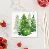 Wasserfarbene Pinienbäume Grüner Winter Urlaub Serviette (Beispiel)