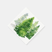 Wasserfarbene Pinienbäume Grüner Winter Urlaub Serviette (Ecke)