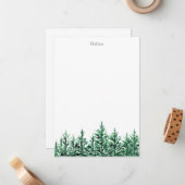 Wasserfarbene Pinienbäume Mitteilungskarte (Vorderseite/Rückseite Beispiel)
