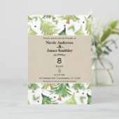 Wasserfarbene Pinienbäume Moderne Hochzeit rustika Einladung (Stehend Vorderseite)