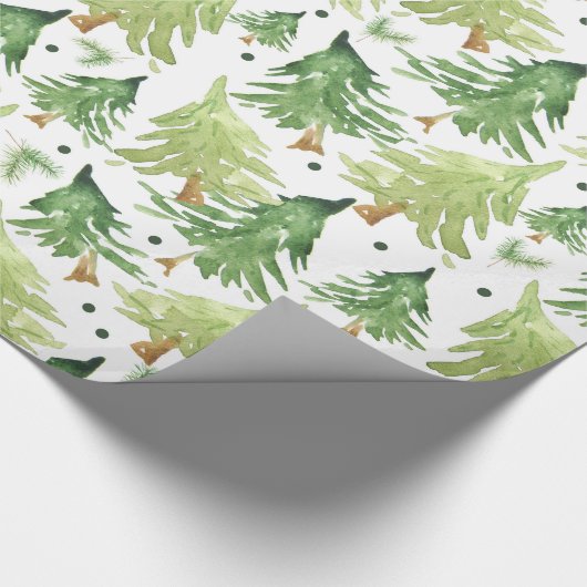 Wasserfarbene Pinienbäume Moderne Rustikal Geschenkpapier (Ecke)