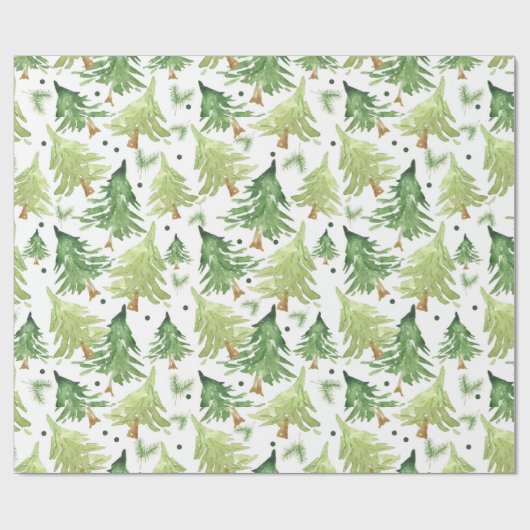 Wasserfarbene Pinienbäume Moderne Rustikal Geschenkpapier (Flach)