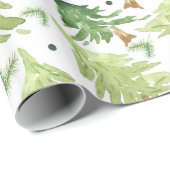 Wasserfarbene Pinienbäume Moderne Rustikal Geschenkpapier (Rolleneckpunkt)