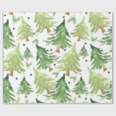 Wasserfarbene Pinienbäume Moderne Rustikal Geschenkpapier (Flach)